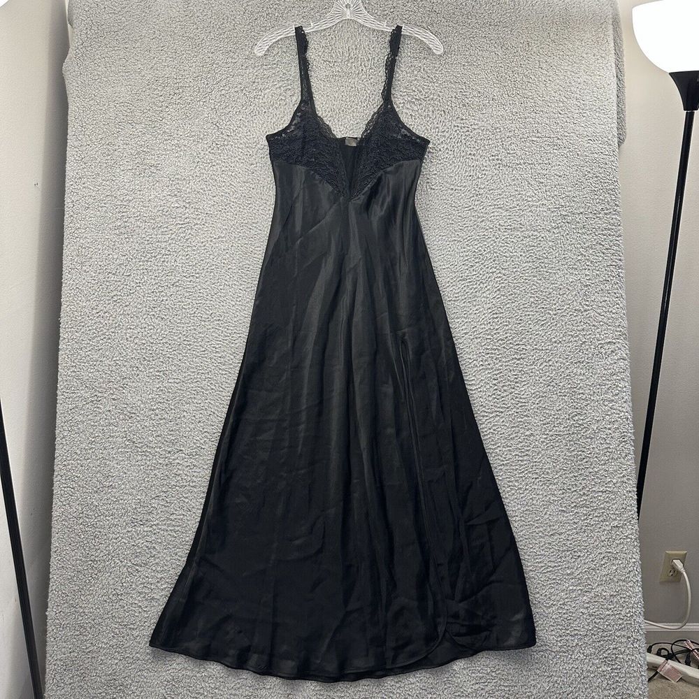 Vintage Victoria’s Secret Silky Satin Lace Mesh Maxi Gown Slip Dress Y2K Size S‎
